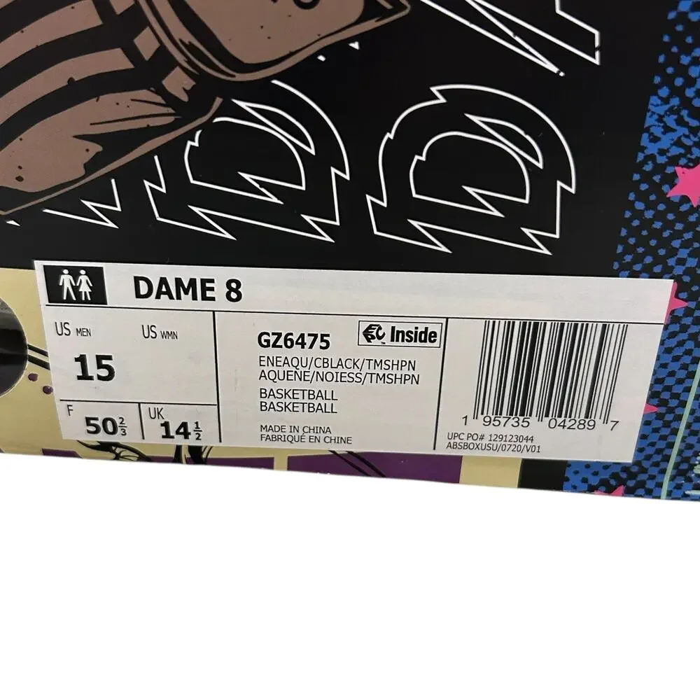 Adidas Dame 8 Dolla Respect My Name Basketball Shoes NWT Men's Sz 15 Aqua Black